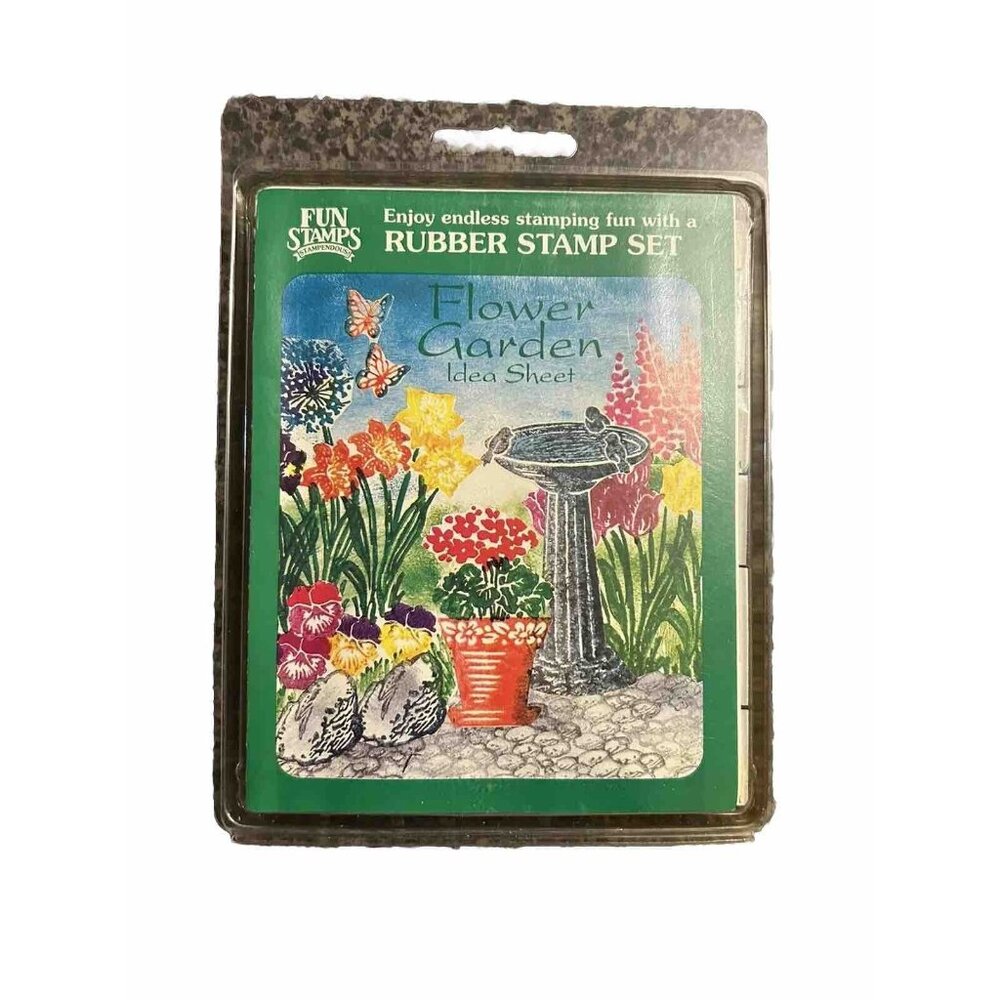 Fun Stamps Flower Garden Set of 17 rubber stamps Crafting Embossing Floral